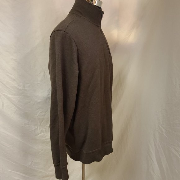 Dockers Mens Large Black Coffee Fleece 1/4 Zip Long Sleeve Logo Sweater - Picture 7 of 10